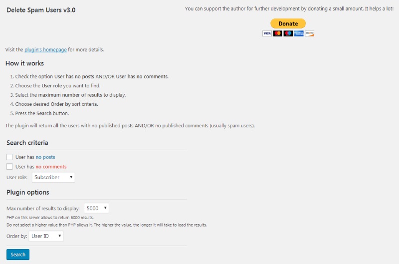 screenshot-1.jpg is the 'No Posts User Delete' plugin page.