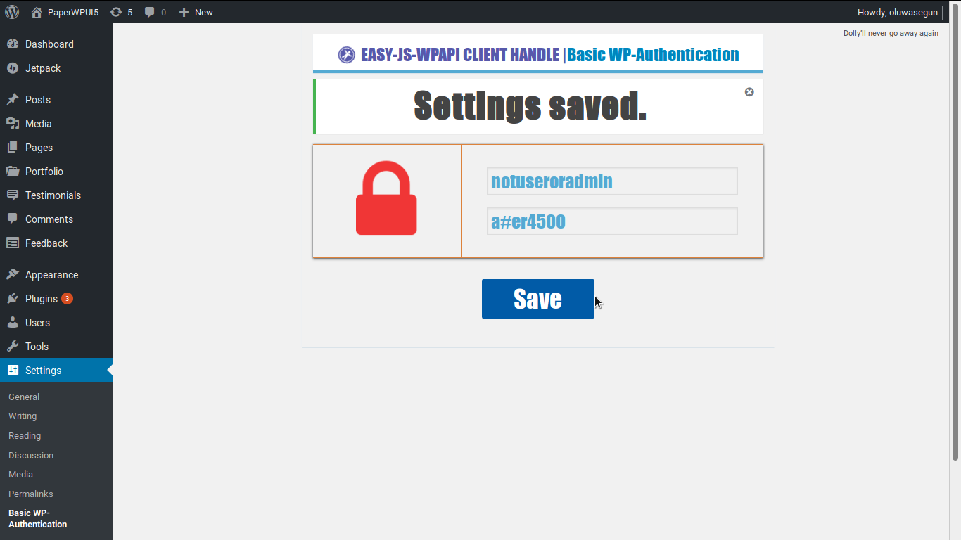 STEP4_02: Basic WP-Authentication Settings: Incorrect User or Incorrect Admin User Details