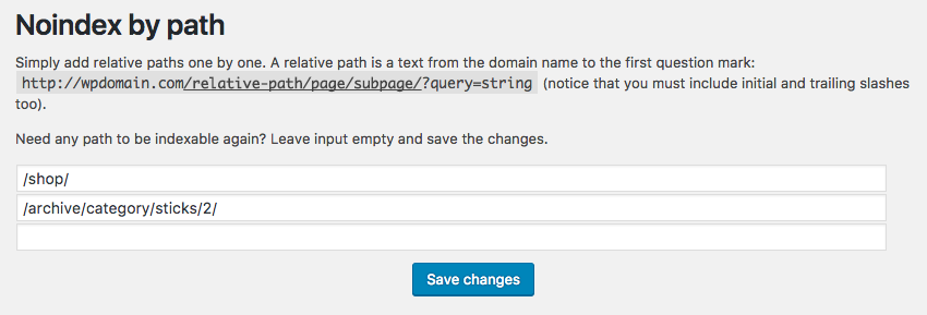 Form to add/remove paths.