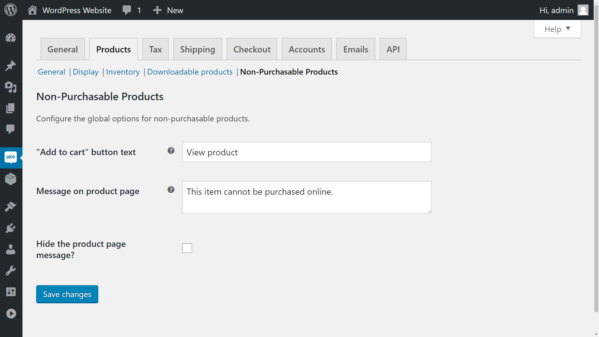 Set custom text for the archive page button or single product page message.