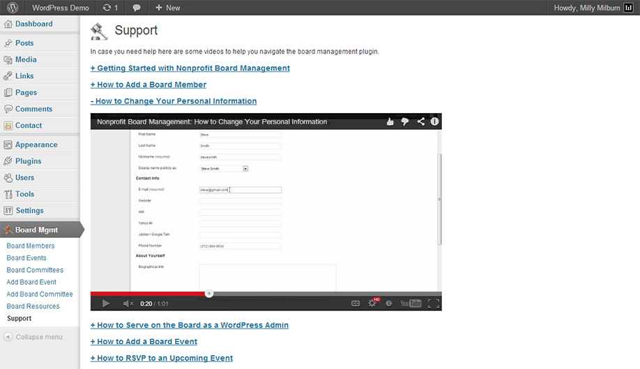 Support videos embedded within the plugin to help you along the way