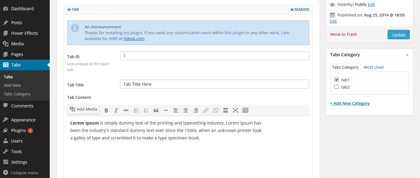 Adding content for this Tab.