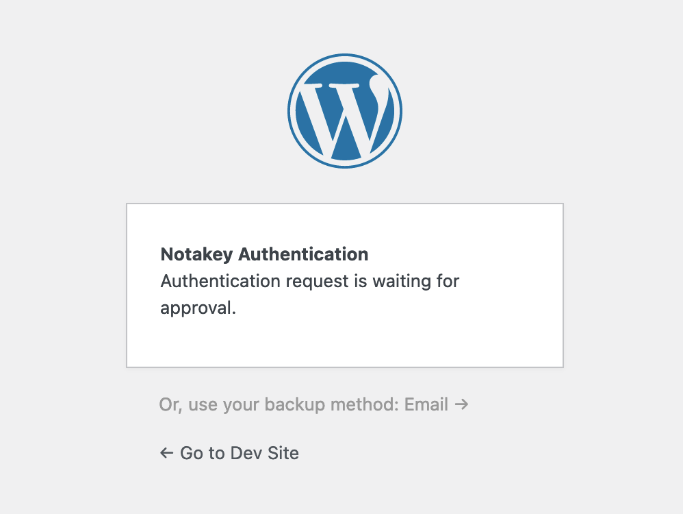 User authentication while waiting for response from Notakey app.