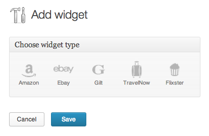 Create widgets from millions of products and services