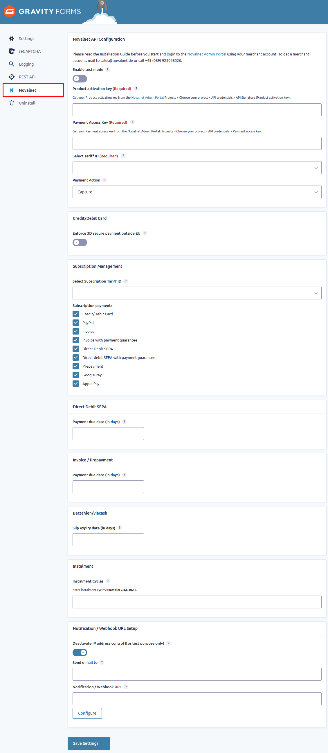Novalnet payments are displayed in the checkout