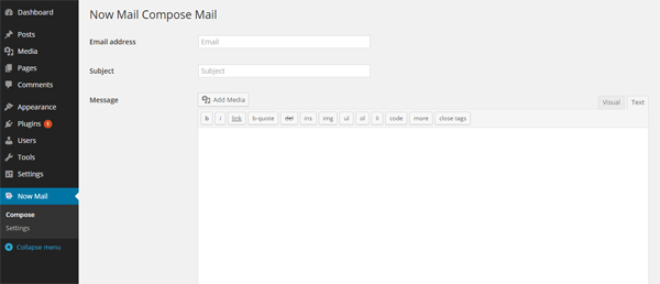 **compose a test mail with html**: compose a test email from your wordpress website.