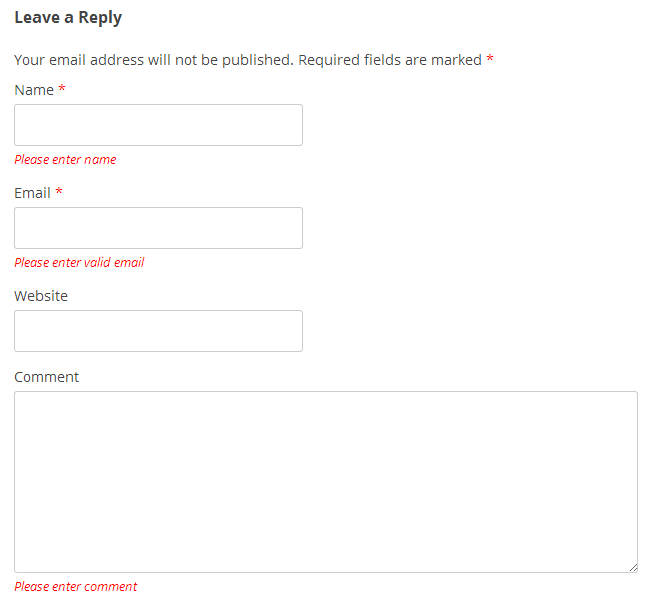 Example comment form