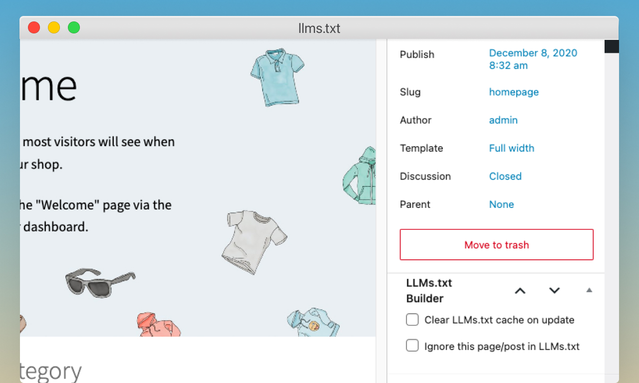 Example LLMs.txt output in browser