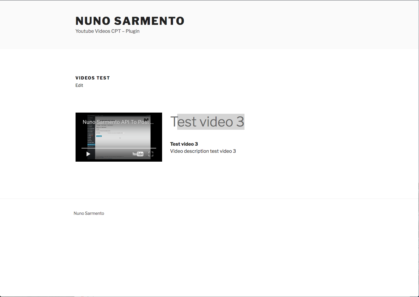 Frontend Custom Post Type Videos