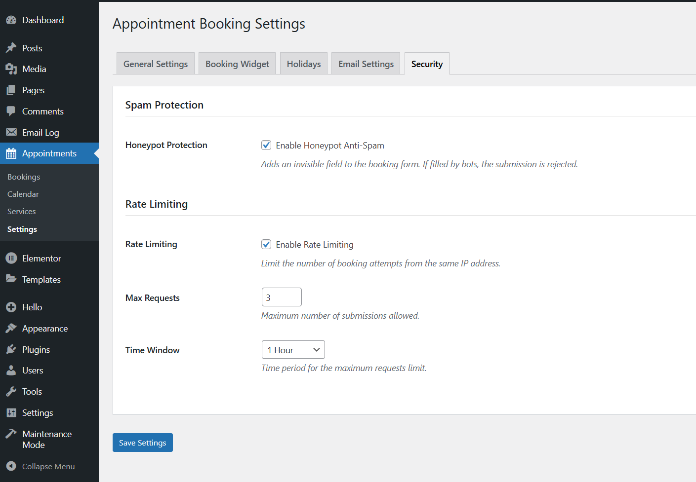 **Dashboard Widget:** Quick overview of today's appointments and upcoming bookings.