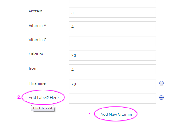 Example how to add additional vitamins