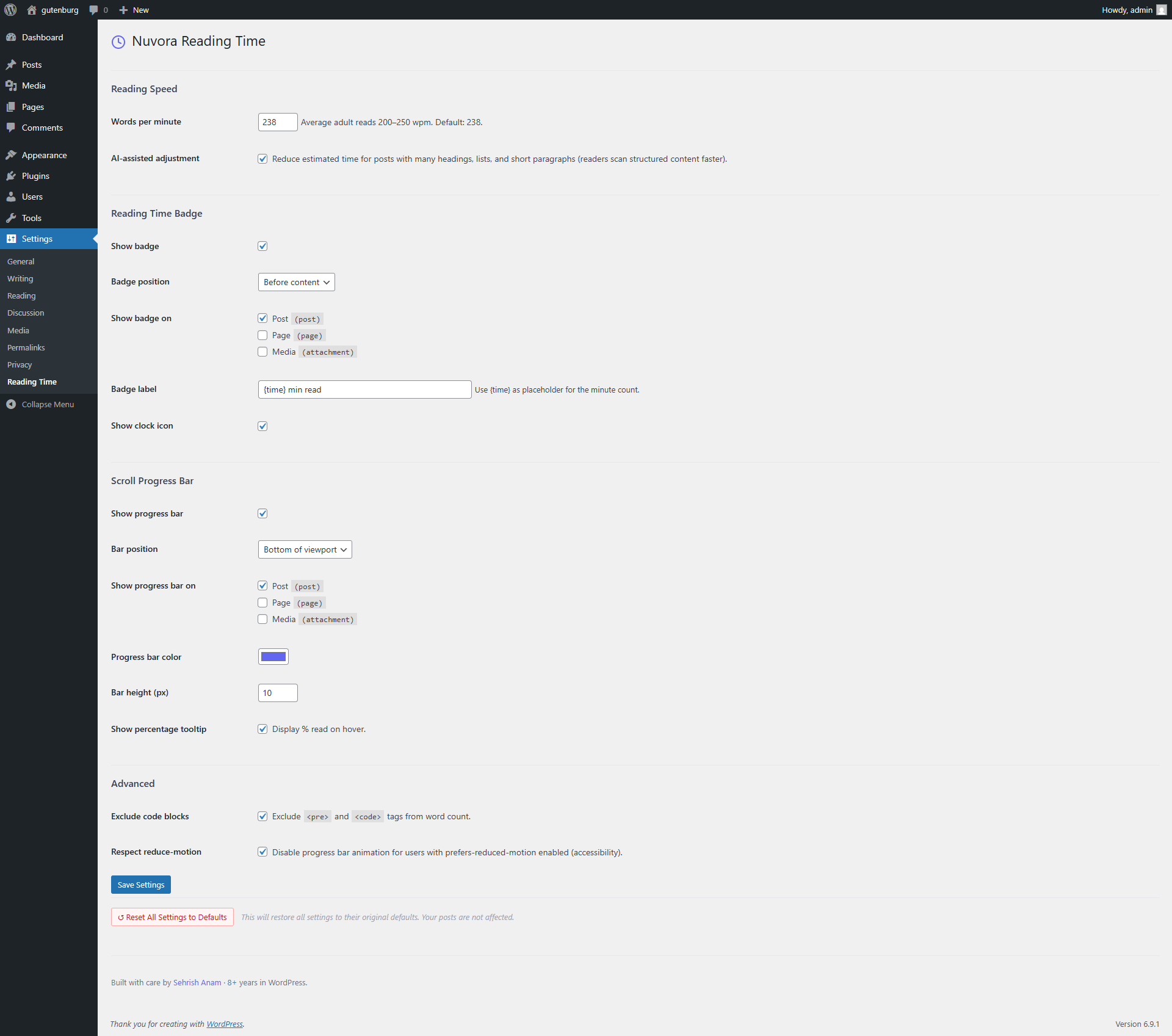 Front-end: Scroll progress bar at top of screen (75% read).