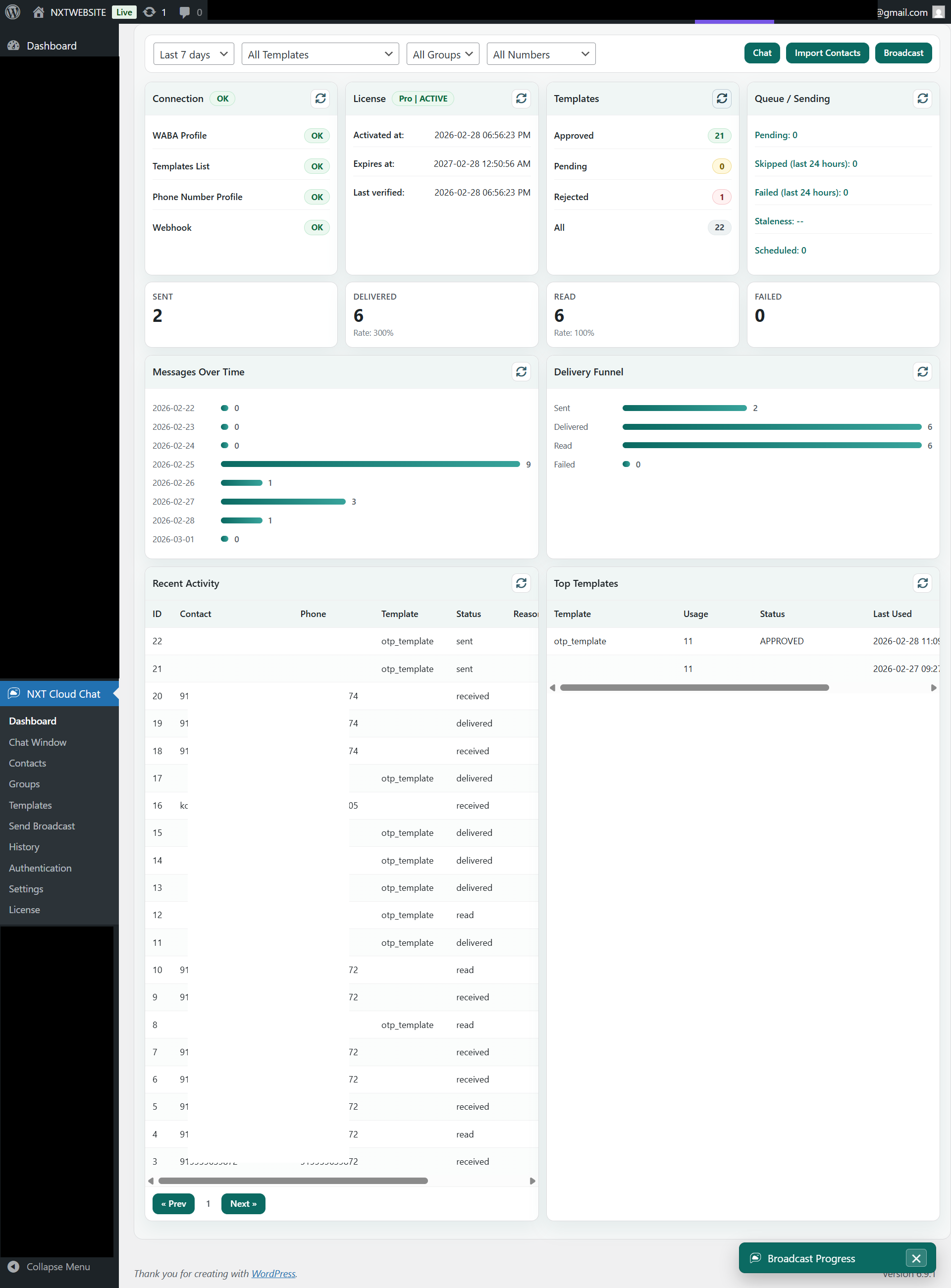 Dashboard interface.