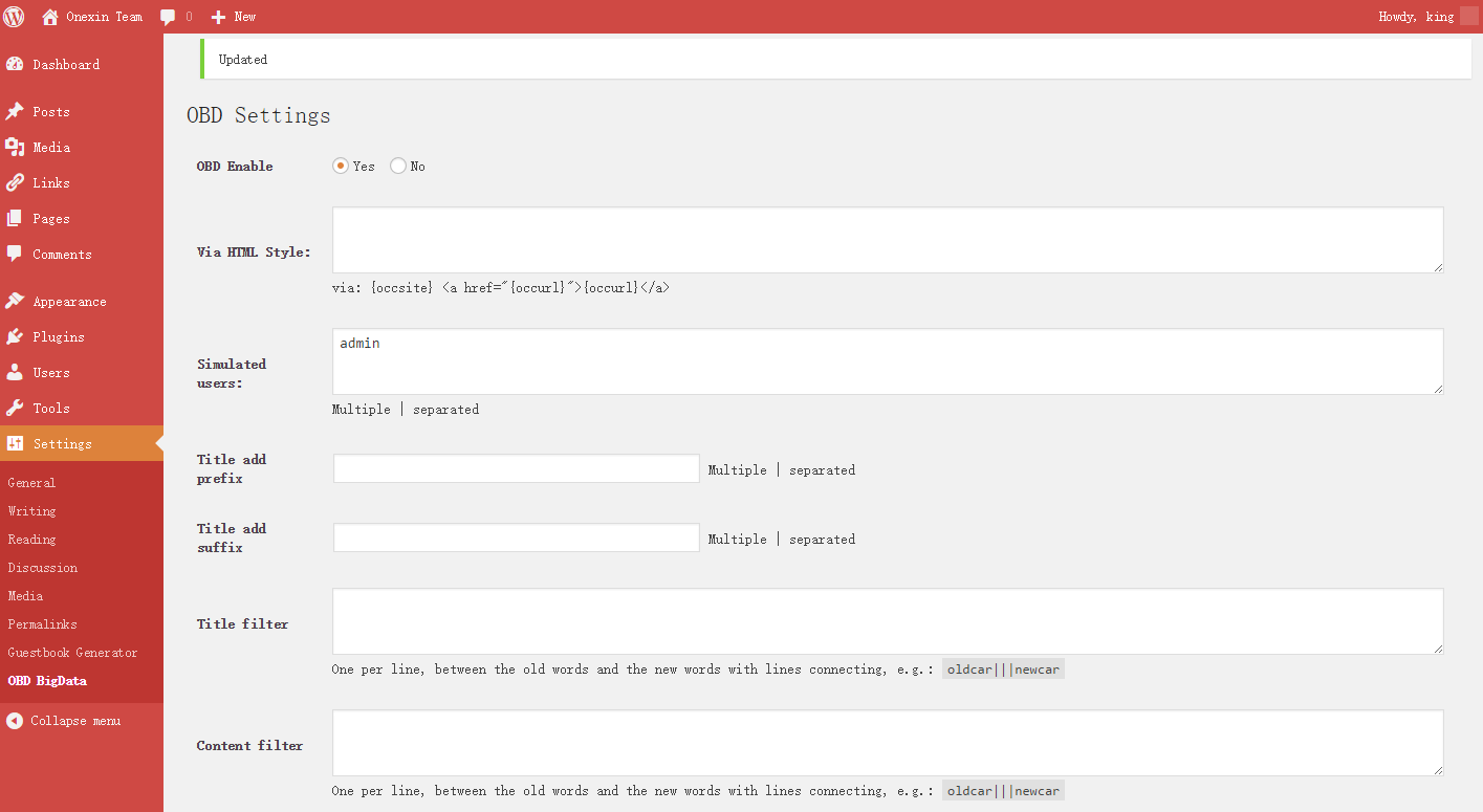 New options page