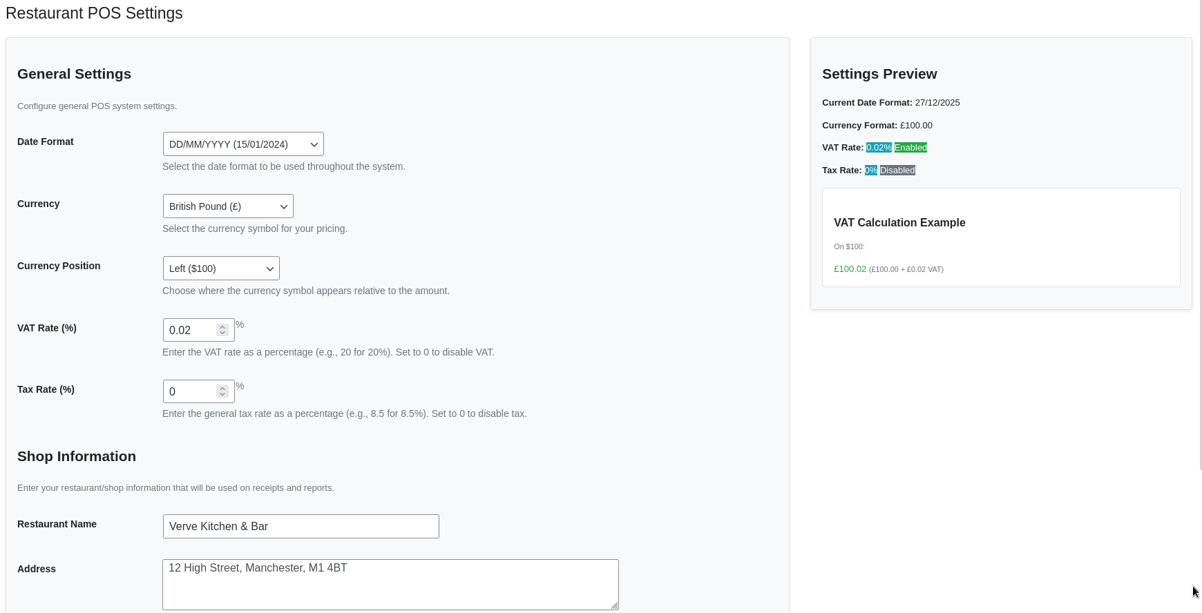 Product Categories – Create and manage product categories for better menu organization.
