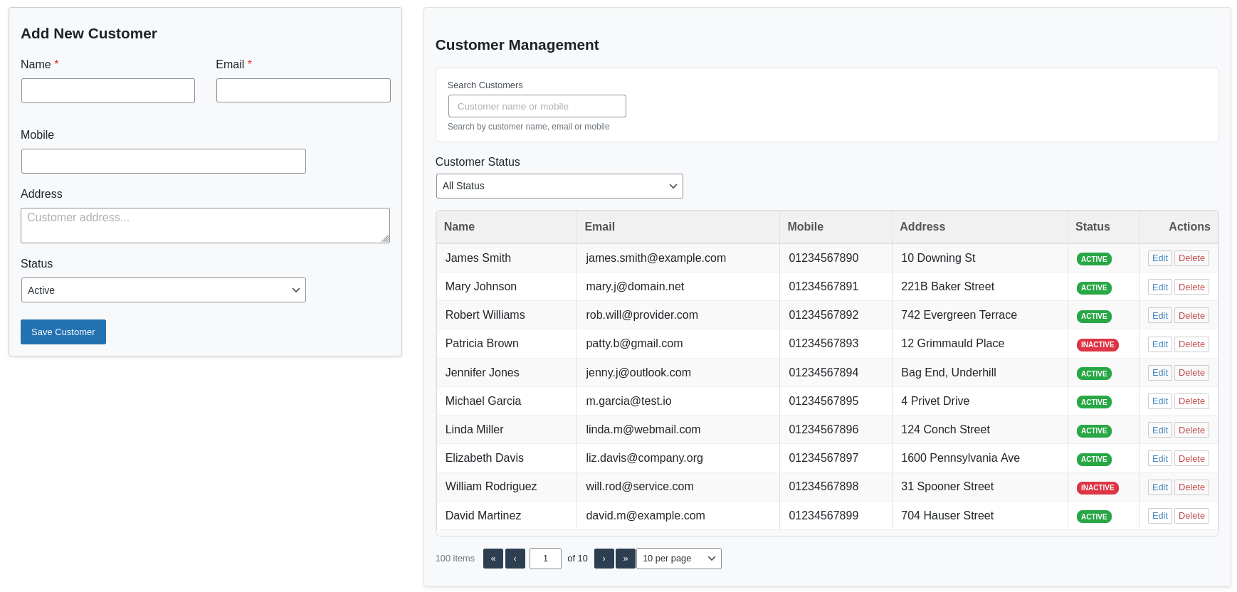 POS Interface – Point of Sale screen with product grid, cart, and order panel.