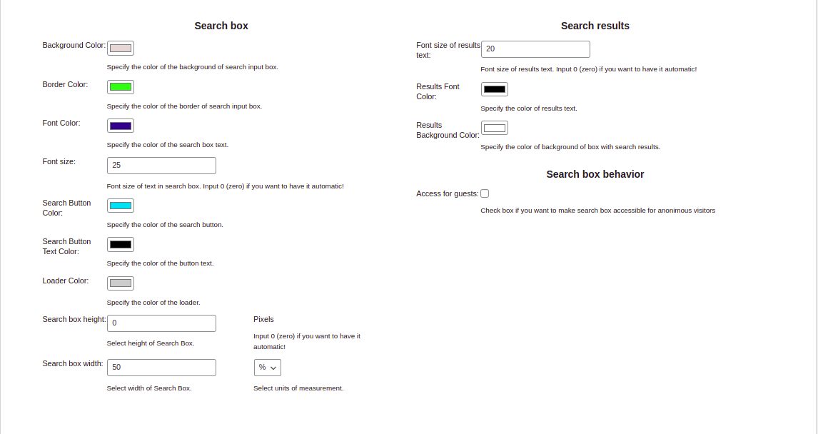 Searchbox styles settings