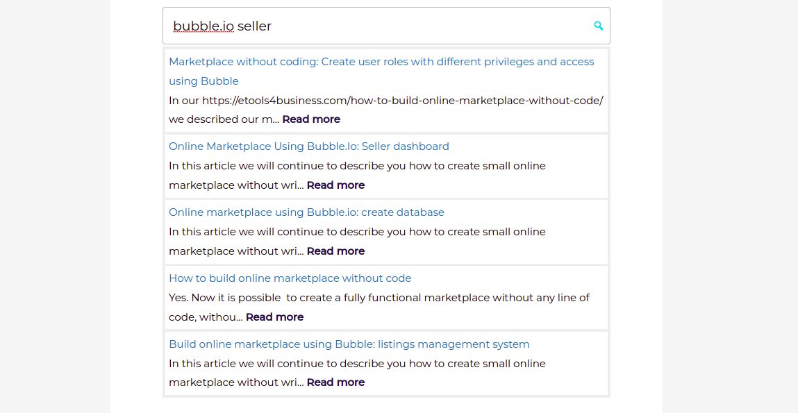 Search box with search results
