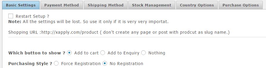 Admin Setting Page