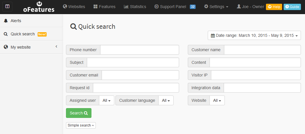 Contact Form widget - Example theme