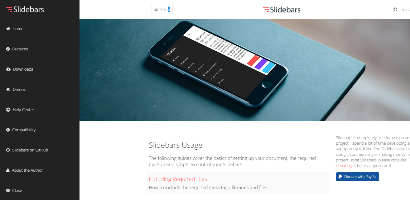 Sidebar left (Push effect) -> image from Slidebars website