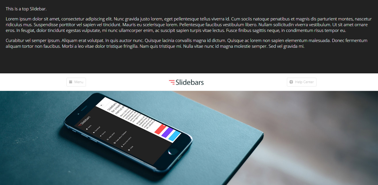 Sidebar top (Push effect) -> image from Slidebars website