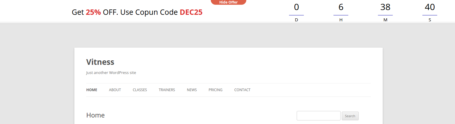 Offer CountDown Timer **Frontend Display.**