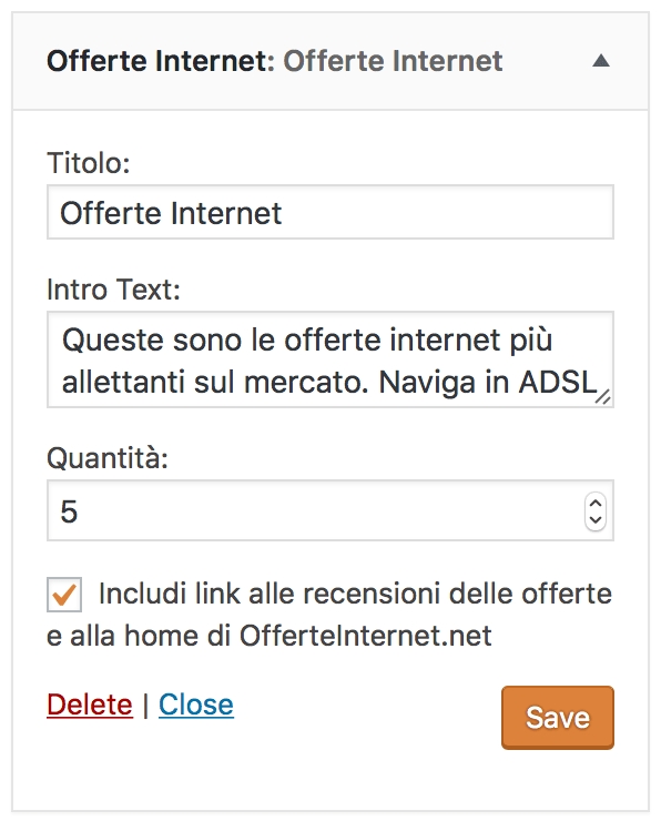 The UI of the widget config page under Appearance > Widgets