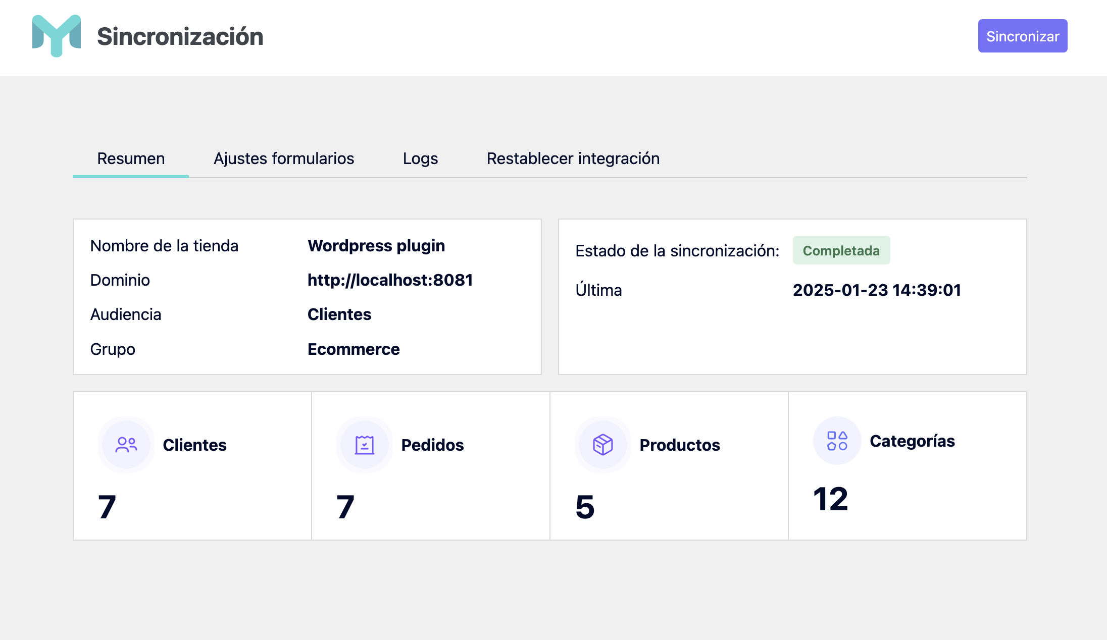 Woocommerce synchronization dashboard