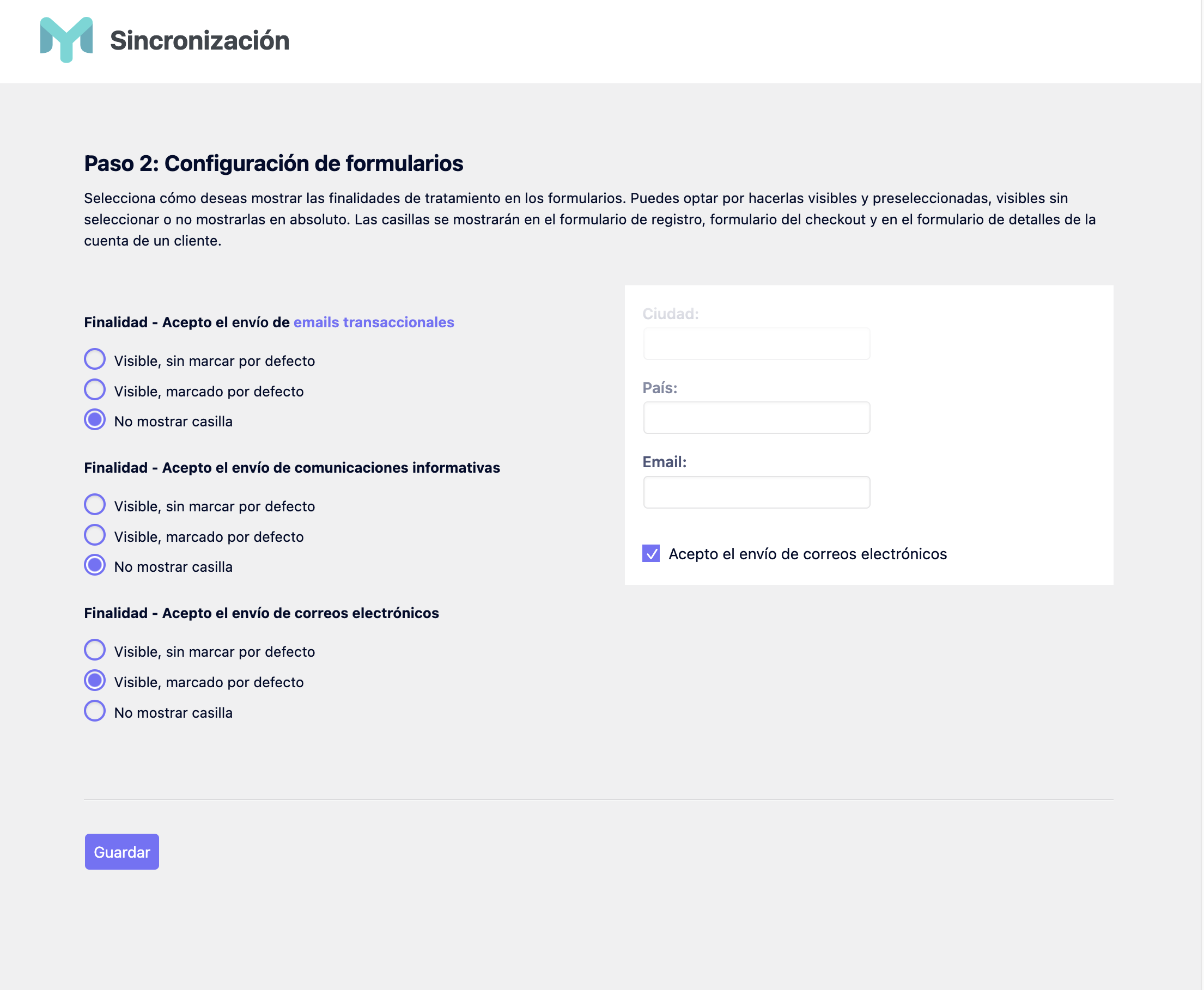 Woocommerce forms settings