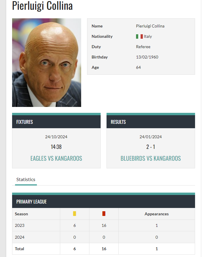 An example of enhanced Officials frontend page.