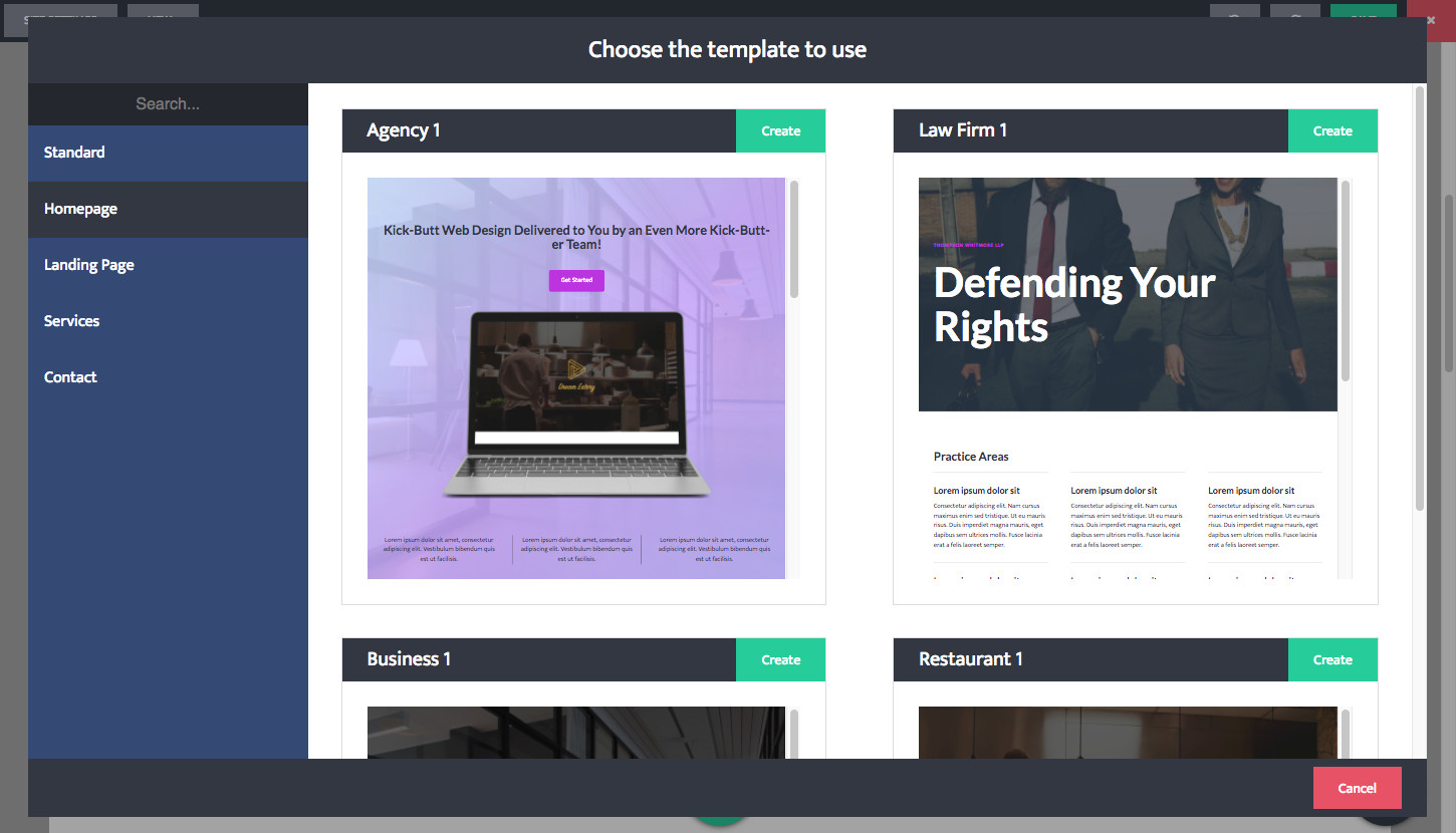 Use page templates to get your creative juices flowing