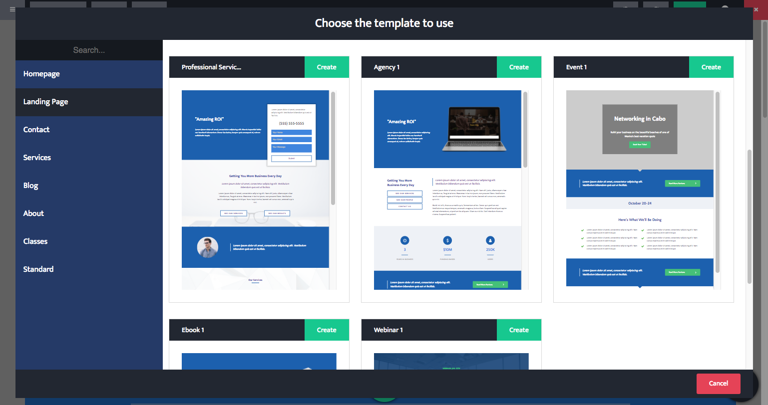 Landing Page templates