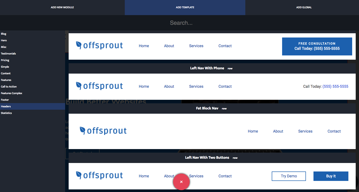 Header templates