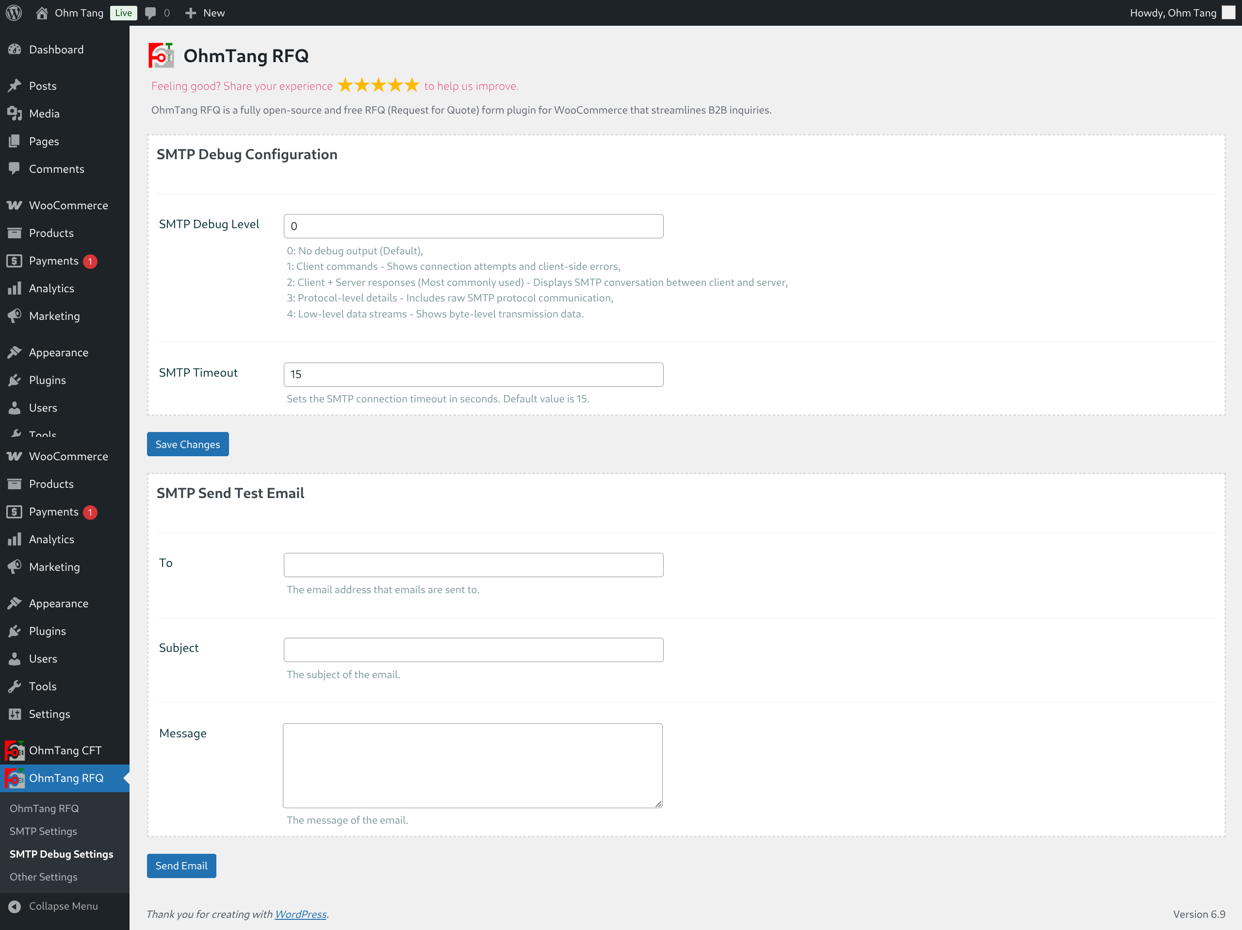 RFQ Form displayed on a product page After Product Meta.