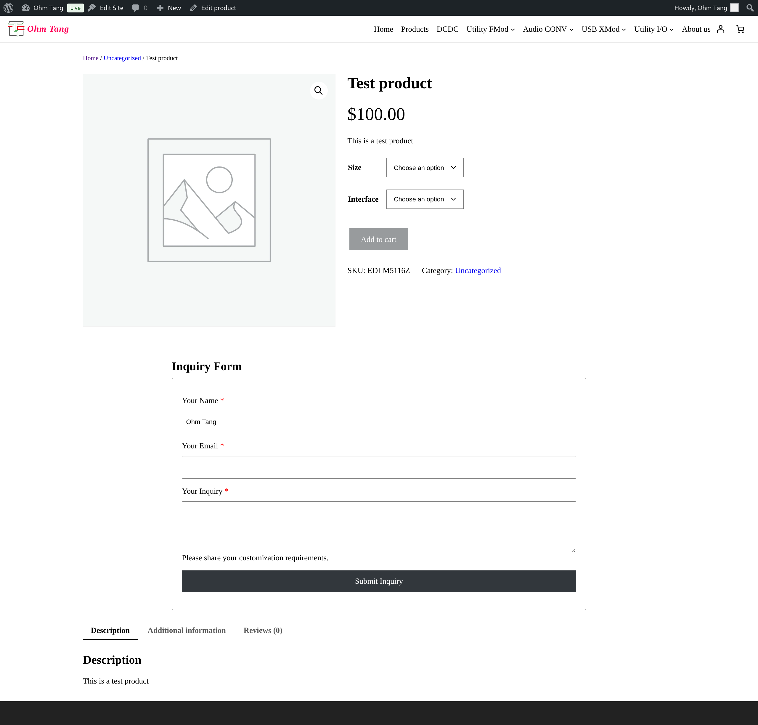 RFQ Form displayed on a product page After Product Price.
