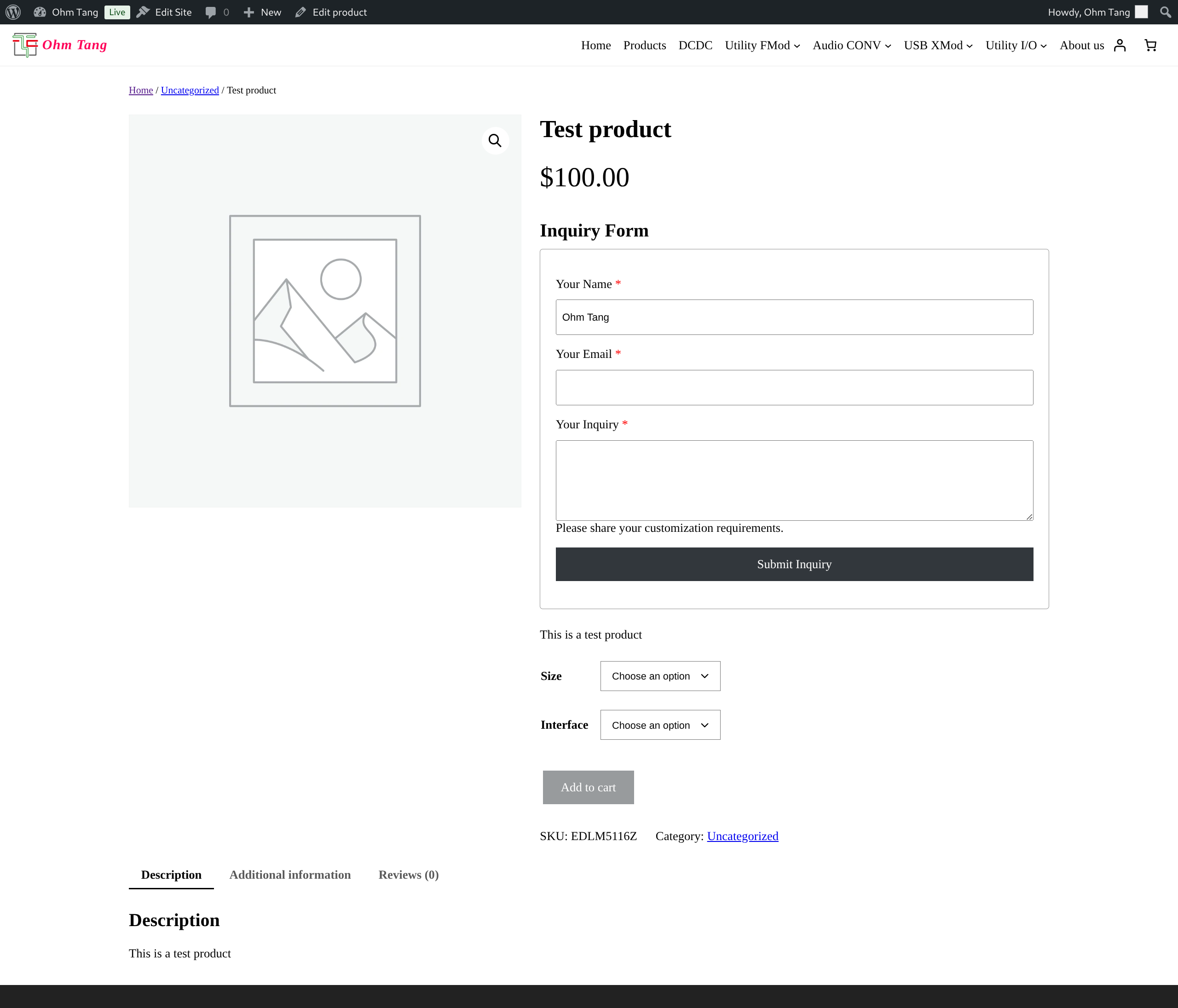 RFQ Form displayed on a product page After Add To Cart Button.