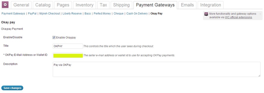 Here you can configure your Gateway settings.