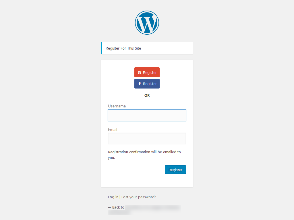 Register use WordPress and OAuth