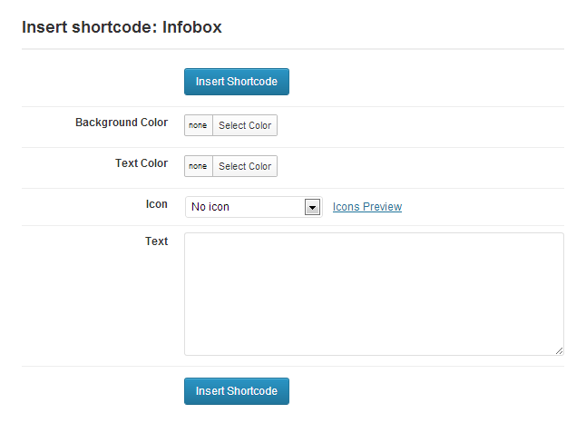 An example of Infobox shortcode visual generator.