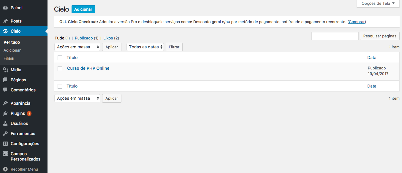 Acesse através do Painel Administrativo do Wordpress
