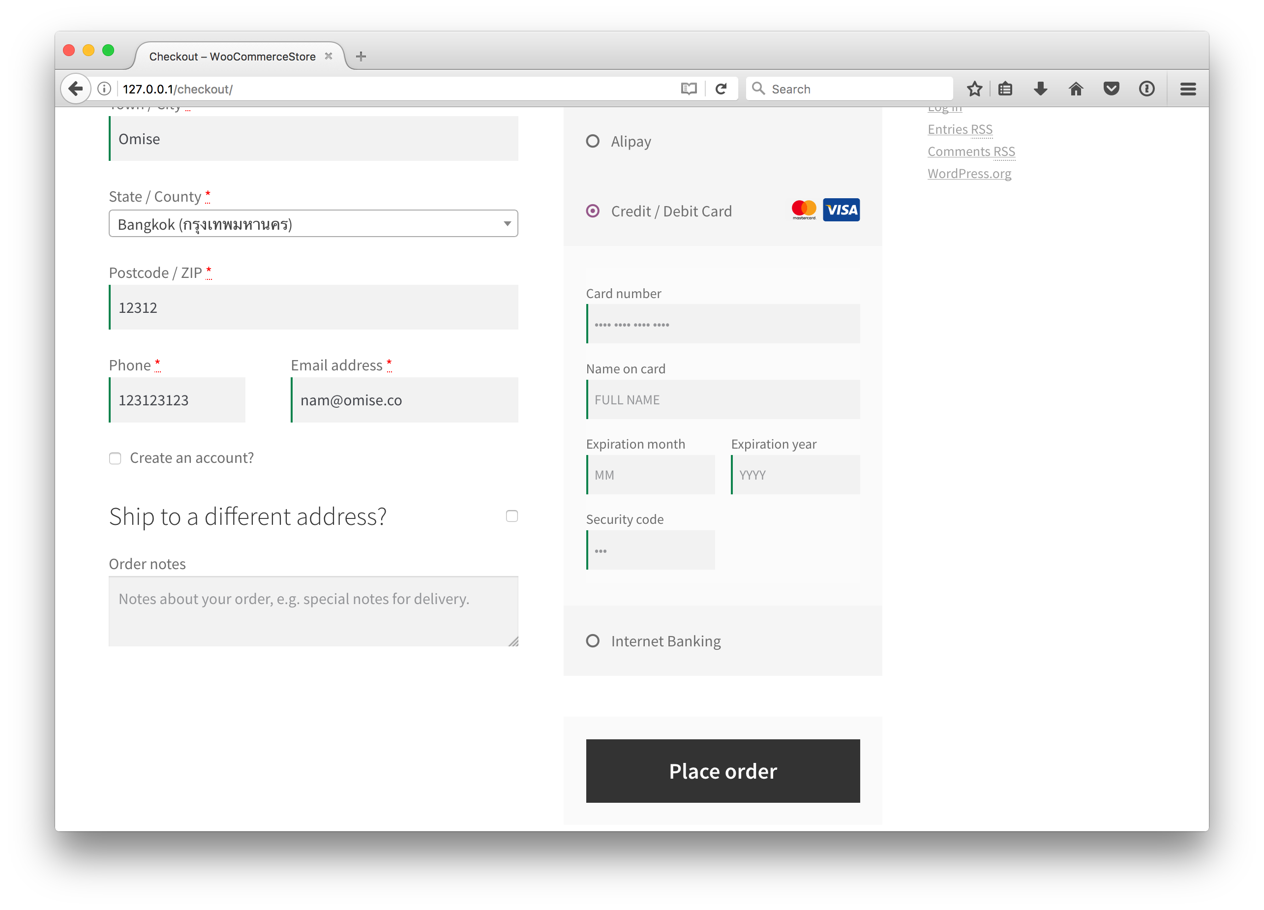 Omise Checkout Form