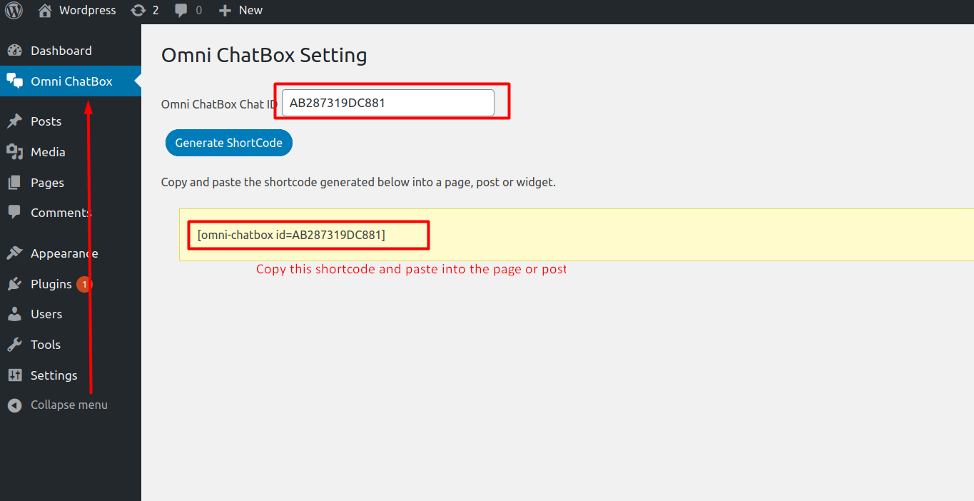 Generate the shortcode