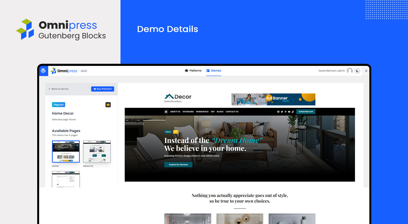 Demo details page.