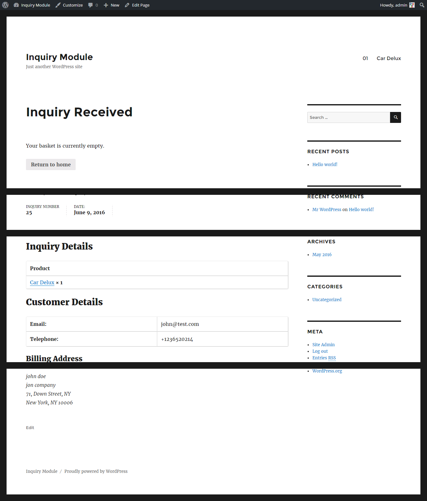 inquiry send
