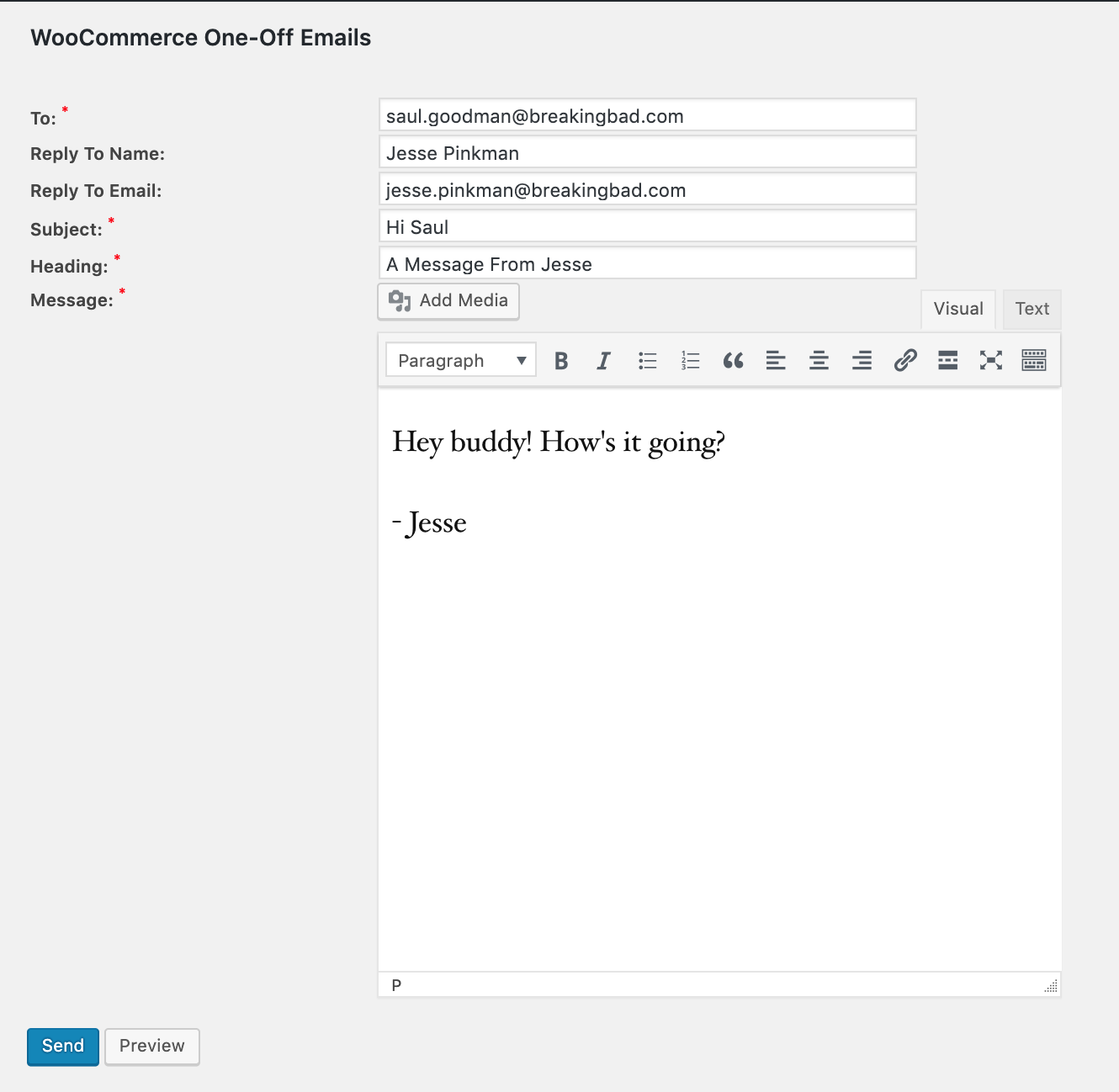 Sample email