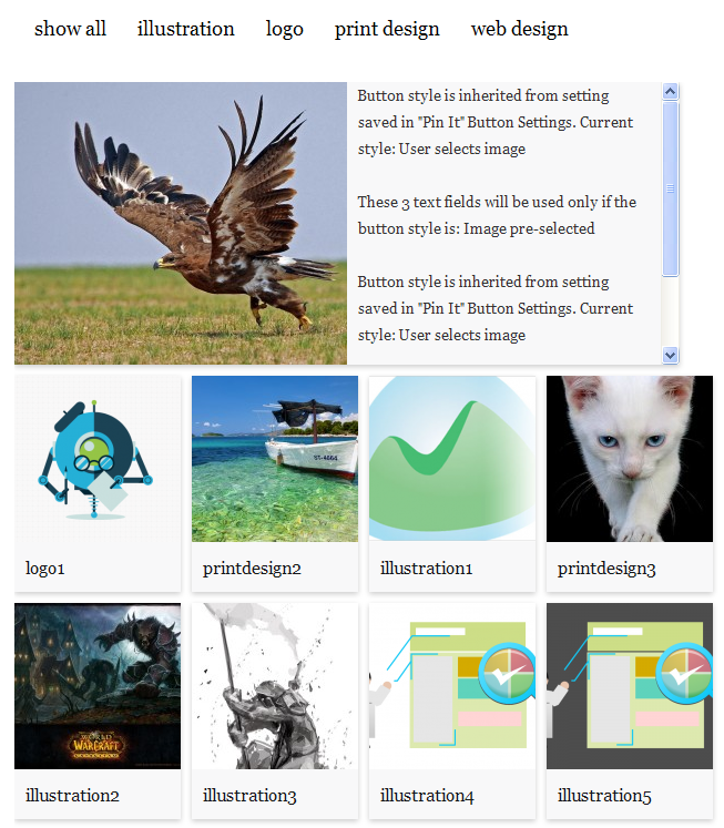 Click one portfolio image then the description will be displayed.