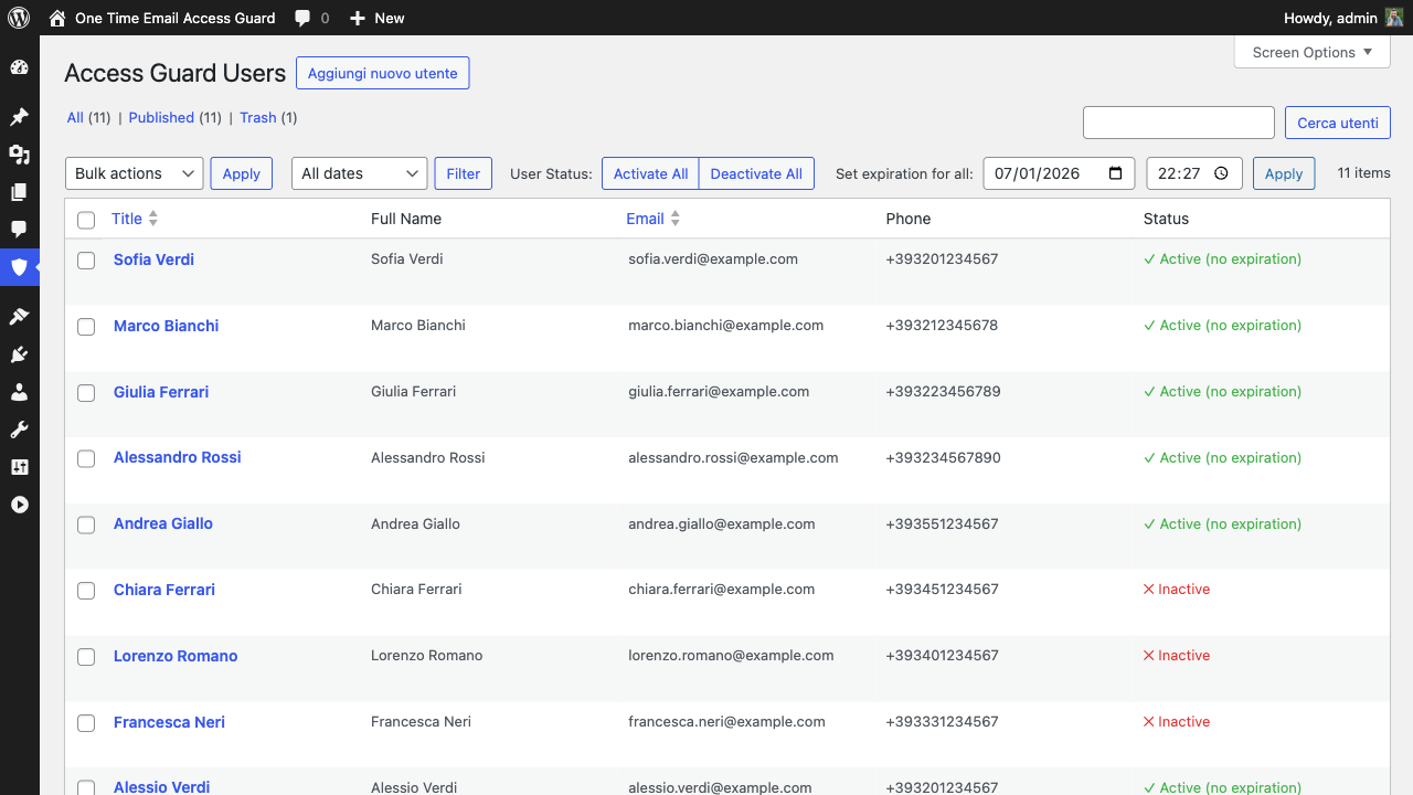 Protected content list