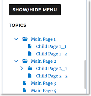 Online Help Sliding Menu on a right side sidebar.