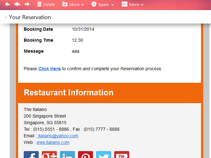 confirmation email sent to your email